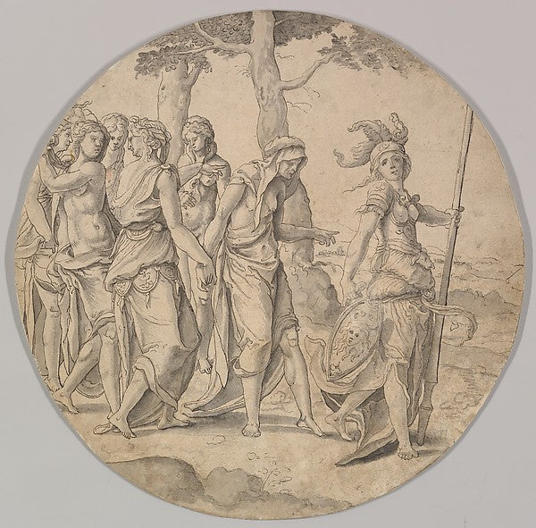 Minerva Leading a Procession of Women mid-16th cent-Circle of ,16x12"(A3)Poster