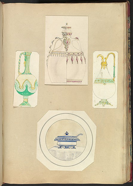 Designs for Two Ewers a Carafe and a Covered Tureen 1845–55, Poster Print Wall Art