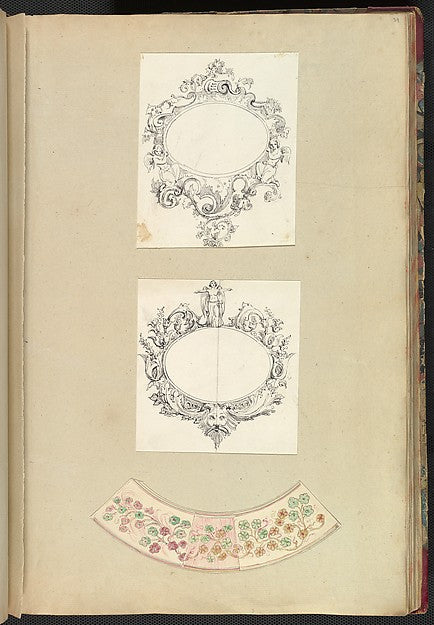 Designs for Two Mirrors and a Plate Rim 1845–55-Alfred Henry F,16x12"(A3)Poster