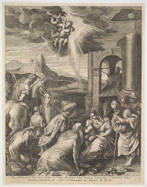 Adoration of the Magi 1598-Raphael Sadeler I ), After Jacopo B, Poster Print Wall Art