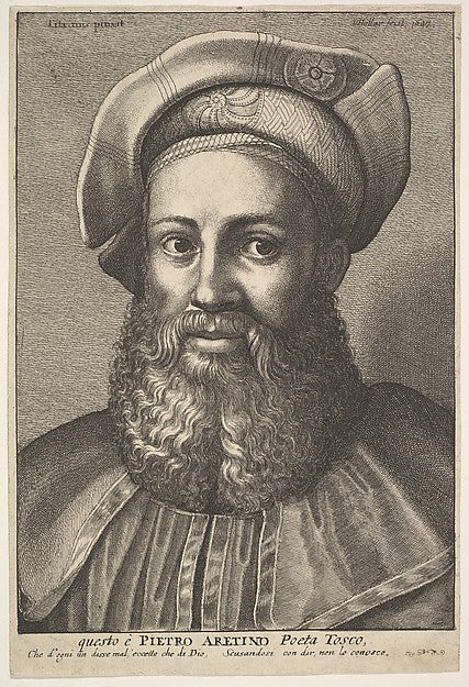 Pietro Aretino 1640-After Marcantonio Raimondi c1480–before 1, Poster Print Wall Art