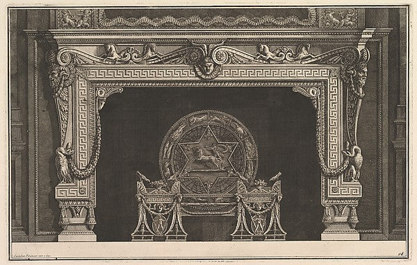 Chimneypiece - Architrave decorated with a Greek key motif and, Poster Print Wall Art