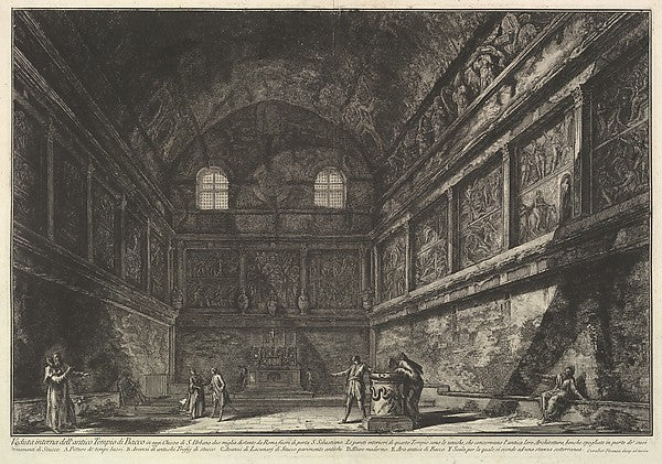 Interior view of the ancient Temple of Bacchus now the church, Poster Print
