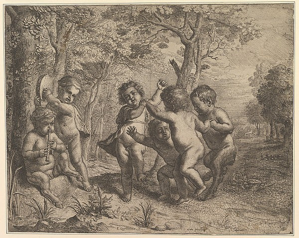 Four Dancing Children and Two Making Music 1640—1650-Erasmus , Poster Print Wall Art