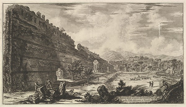 Veduta degli avanzi del Castro Pretorio nella Villa Adriana a, Poster Print Wall Art