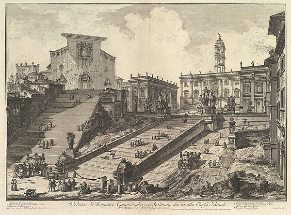 The Capitol and the steps of S. Maria in Aracoeli c1775-Giova, Poster Print Wall Art