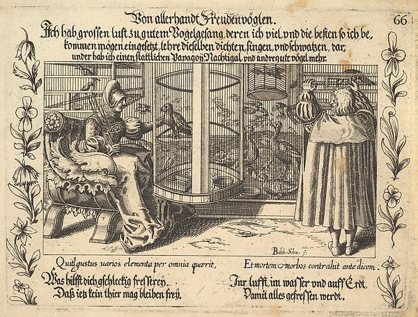 Von allerhandt Freudenvöglen illustration from Petrarch Glüc,16x12"(A3)Poster