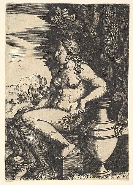 Seated nude next to a vase 1537-Master FG , Poster Print Wall Art