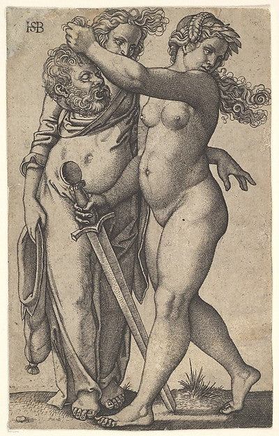 Judith walking to the left with the head of Holofernes in her , Poster Print Wall Art