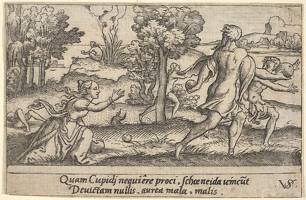 Atalanta and Hippomemes in the foreground Atalanta kneeling t, Poster Print Wall Art