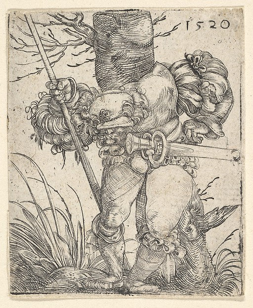 Footsoldier in front of a Tree mid-17th cent-Barthel Beham ,16x12"(A3)Poster