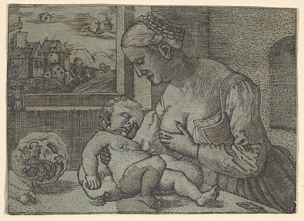 The Virgin and Child with the Skull 16th cent-After Barthel B, Poster Print