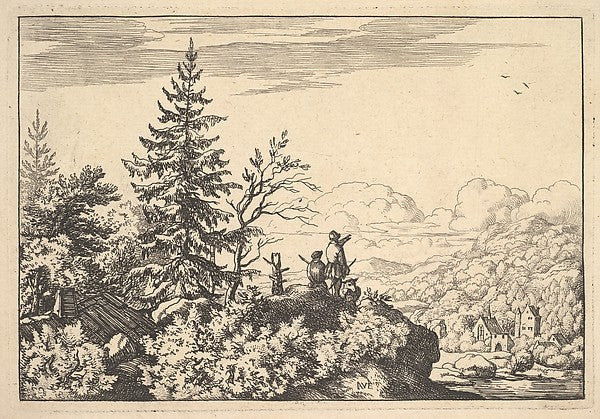 Two Men on a Rock Terrace-Allart van Everdingen , Poster Print Wall Art