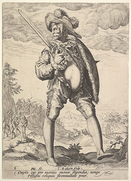 Soldier Armed with Broadsword and Shield from Officers and S, Poster Print Wall Art