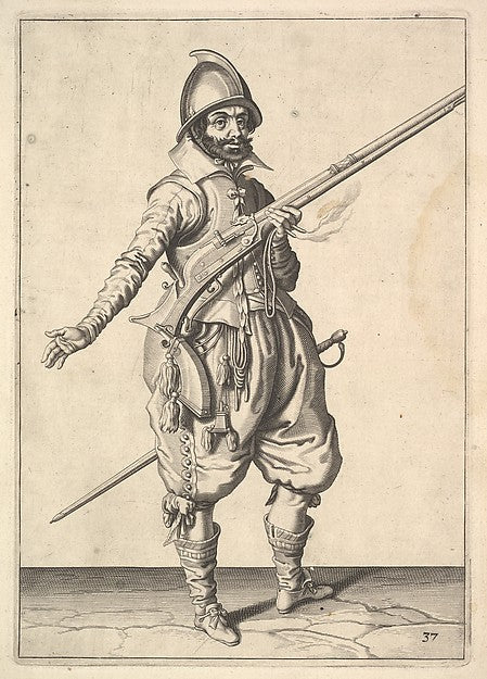 A soldier on guard freeing his right hand from the Marksmen s, Poster Print Wall Art