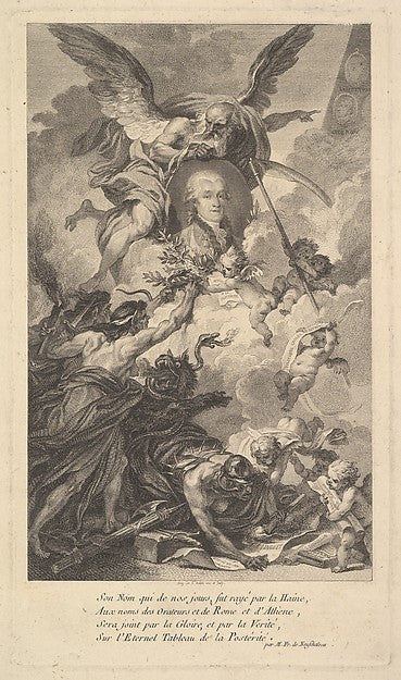 Augustin de Saint-Aubin:Portrait of Simon-Nicolas-Henri Ling-16x12"(A3) Poster