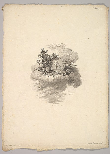 Augustin de Saint-Aubin:Vignette with Coin on a Cloud with R-16x12"(A3) Poster