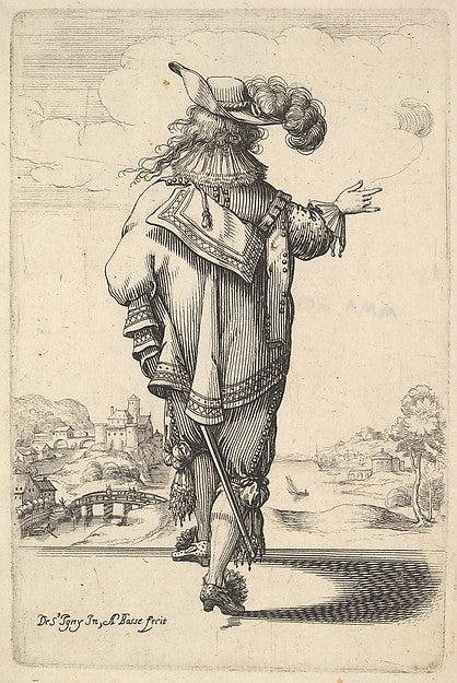 A gentleman wearing a plumed hat and carrying a sword seen fr,16x12"(A3)Poster