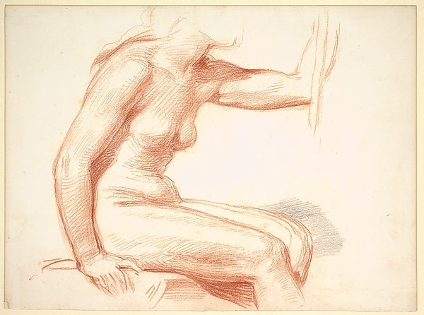 George Richmond:Study of a Female Nude Seated 1870–79 -16x12"(A3) Poster