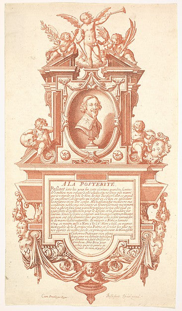 Epitaph and Portrait of Jacques Callot 1635–36-Abraham Bosse ,16x12"(A3)Poster