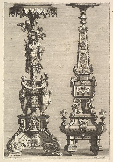 Two Torchères 1692-Juan Dolivar, After Jean Berain ,16x12"(A3)Poster