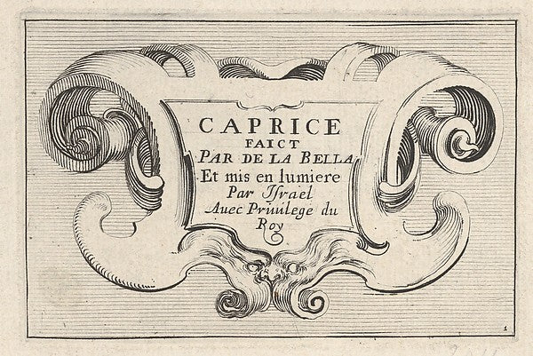 Stefano della Bella :Plate 1: A cartouche with series title -16x12"(A3) Poster