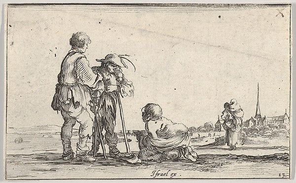 Stefano della Bella :Plate 13: two peasants standing to left-16x12"(A3) Poster