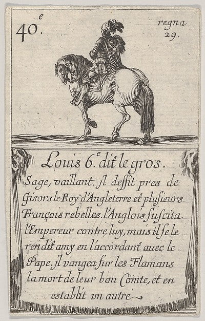 Stefano della Bella :Louis 6.-e dit le gros / Sage vaillant.-16x12"(A3) Poster
