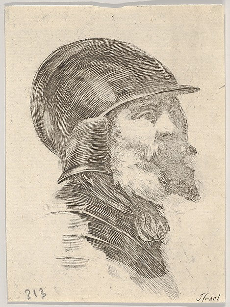Stefano della Bella :Plate 6: head of an old bearded soldier-16x12"(A3) Poster