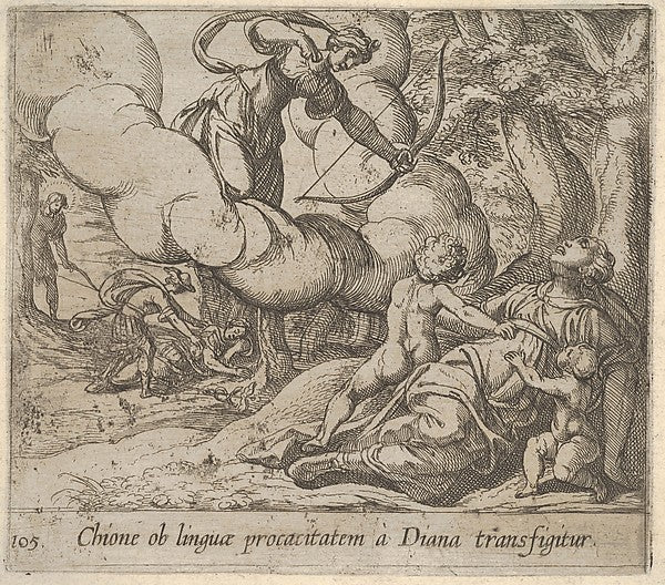 Antonio Tempesta:Plate 105: Diana aiming her bow toward Chio-16x12"(A3) Poster
