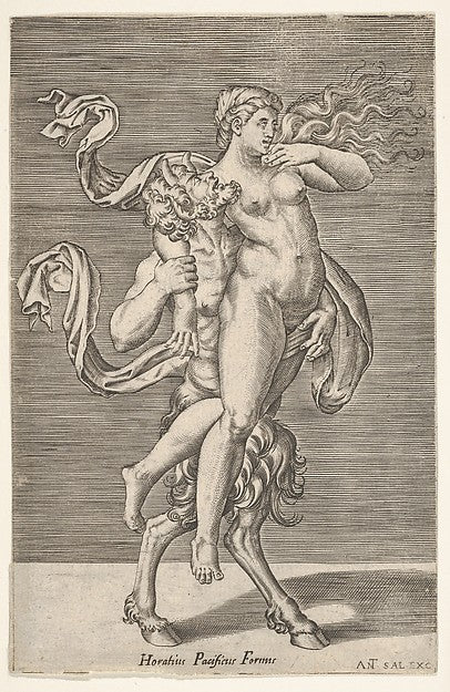 After Giulio Romano , Antonio Salamanca:Satyr carrying a nym-16x12"(A3) Poster