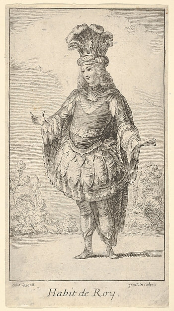 Habit de Roy - a man wearing a tonnelet decorated with rosettes, Poster Print Wall Art