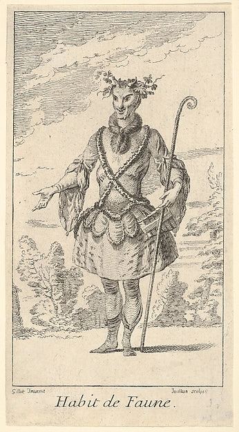 Habit de Faune - a faun wearing a tonnelet with a flute attache, Poster Print Wall Art