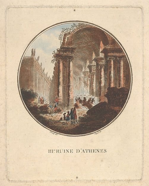 Ruins of Athens with a vaulted portico c1770–1808-Laurent Guyo, Poster Print Wall Art