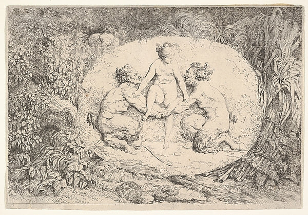 Nymph Supported by Two Satyrs 1763-Jean Honoré Fragonard ,16x12"(A3)Poster