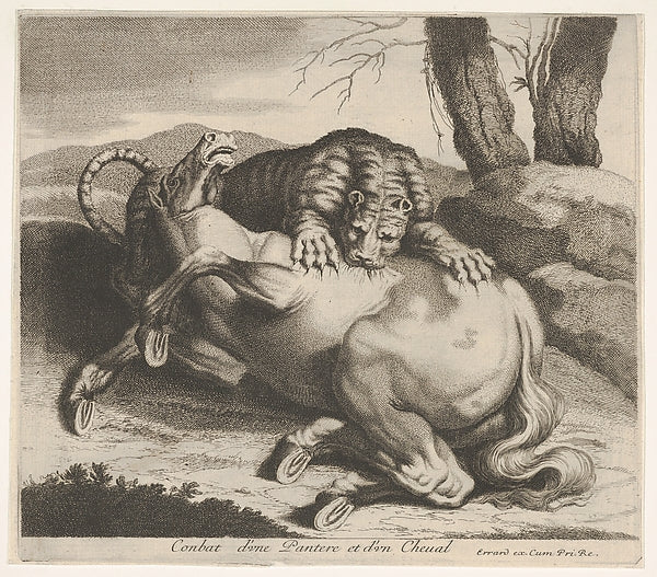 Conbat d'une Pantere et d'un Cheval-Charles Errard le fils , Poster Print Wall Art