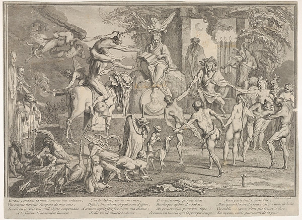 Witches' Sabbath within a nocturnal landscape a necromancer , Poster Print Wall Art