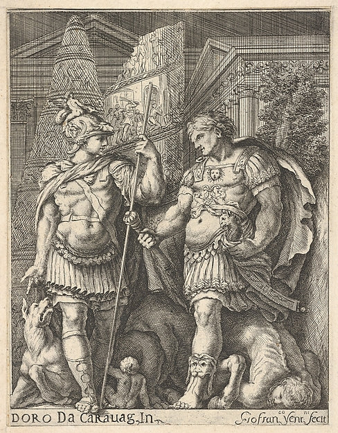 Two Roman Soldiers 17th cent-Giovanni Francesco Venturini, Aft, Poster Print Wall Art
