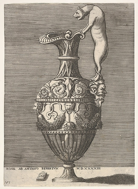 Antique Ewer with a Handle in the Shape of a Lioness from Vas, Poster Print Wall Art