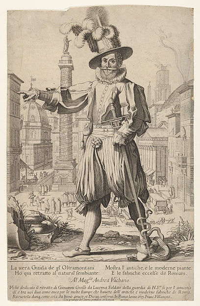 Giovanni Alto standing on the Quirinal Hill in Rome with his, Poster Print Wall Art