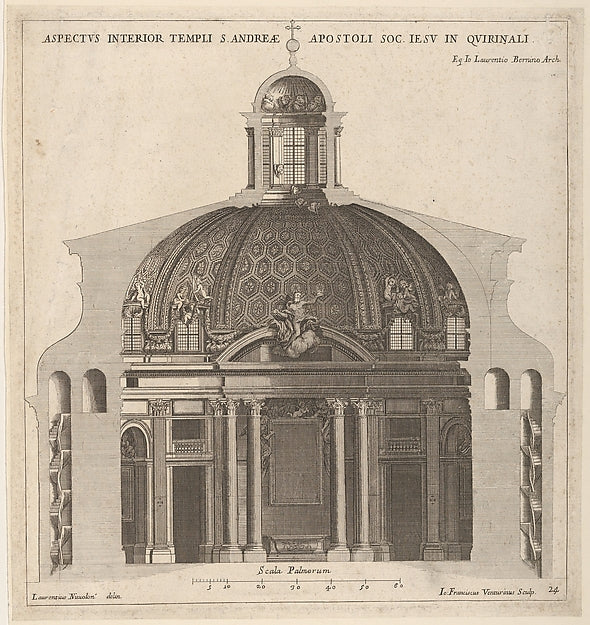 Cross-section of the church of Sant'Andrea al Quirinale Rome , Poster Print Wall Art