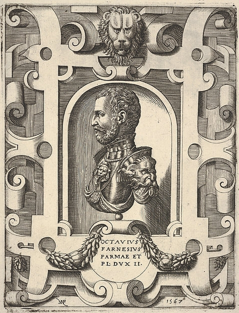 Bust portrait of Ottavio Farnese shown in profile within a ni, Poster Print