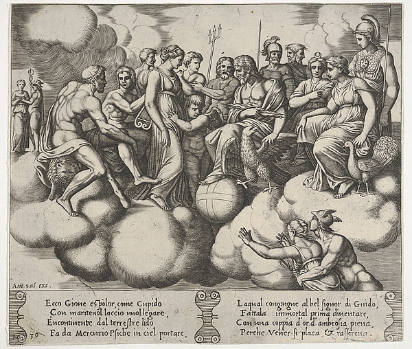 Plate 30: Cupid and Psyche plead their cases before the Gods , Poster Print