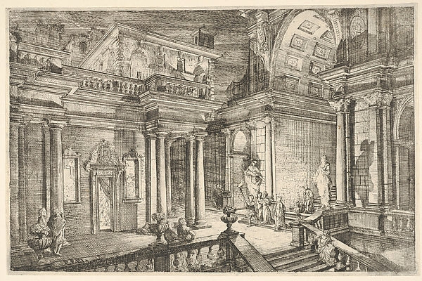 Interior of a Classical Building Showing People Engaged in Con,16x12"(A3)Poster