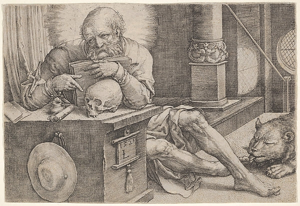 St. Jerome 1521-Lucas van Leyden , Poster Print Wall Art