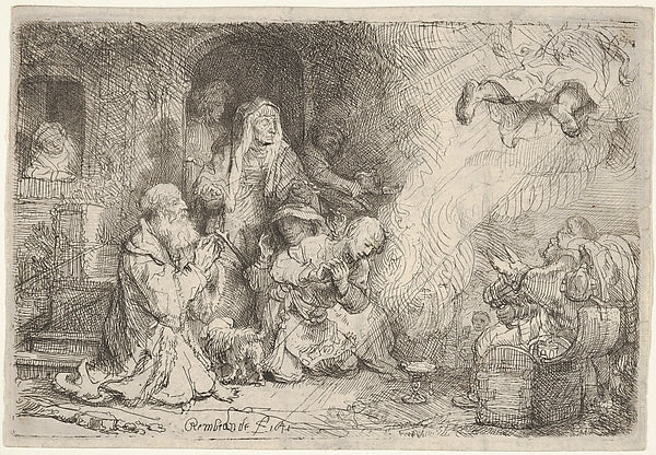 The Angel Leaving the Family of Tobias 1641-After Rembrandt , Poster Print Wall Art