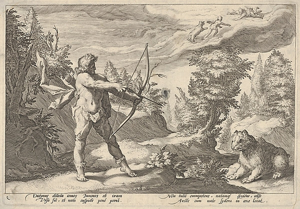 Arcus and Callisto-Possibly by Robert Willemsz de Baudous, Aft,16x12"(A3)Poster