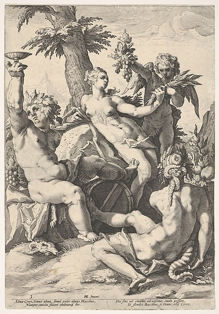 The Alliance of Venus with Bacchus and Ceres-Jacob Matham, Aft,16x12"(A3)Poster