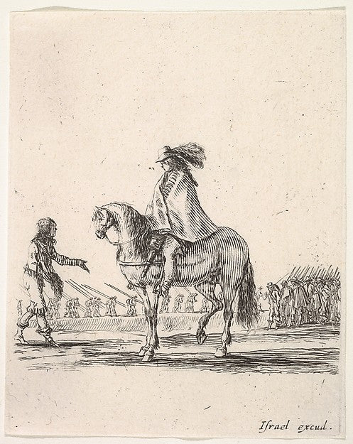 Stefano della Bella :Horseman in center facing left speaking-16x12"(A3) Poster