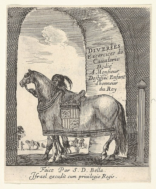 Stefano della Bella :Beneath an archway a groom holds the br-16x12"(A3) Poster